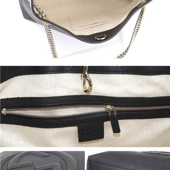 Gucci Black Leather Bag with Gold Chain - Picture 9 of 10